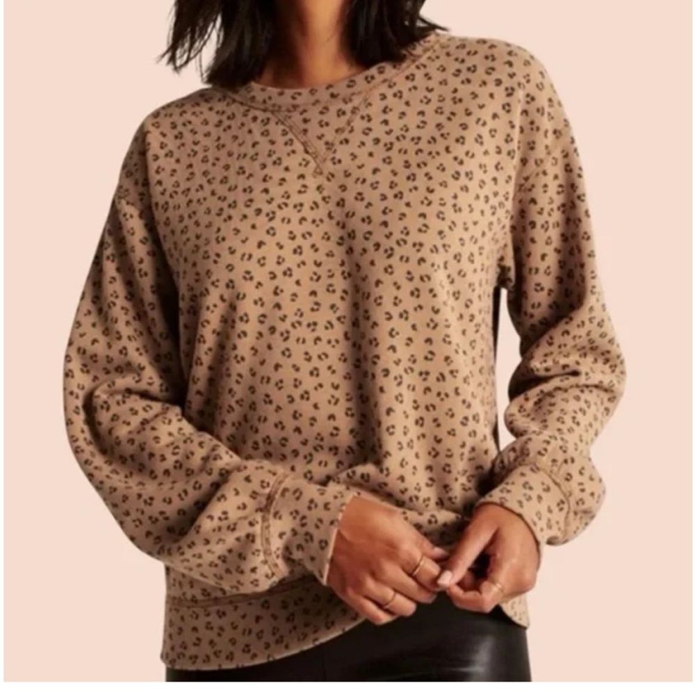 Abercrombie & Fitch Soft A&F Collection cheetah print crewneck sweatshir